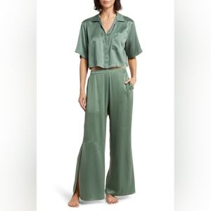 Lunya Washable Silk High Rise Pant Set - Drowsy Olive, XS